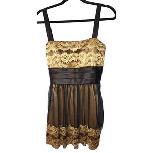 R & M Richards Empire Waist Top Satin/Lace/Mesh Strappy Top Sz 14 Special Event